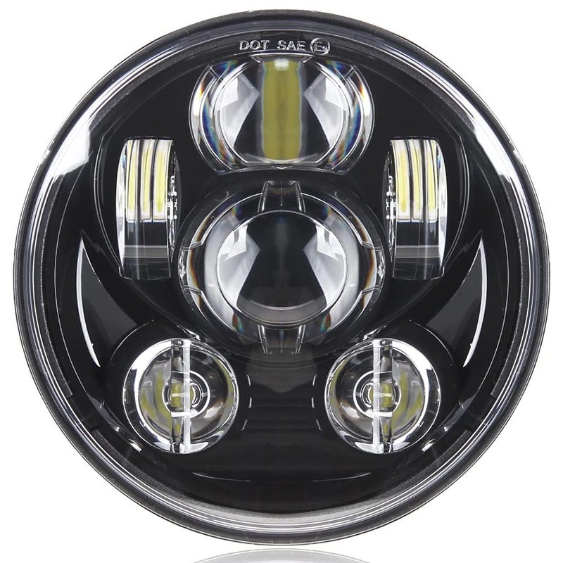 SUNPIE 5-3/4 5.75 inch Black Aluminum Metal Head light Compatible with Sportster, Compatible with H_arley Motorcycles XL883/XL1200 Glide Deuce Street 500/Street 750 - Image 1